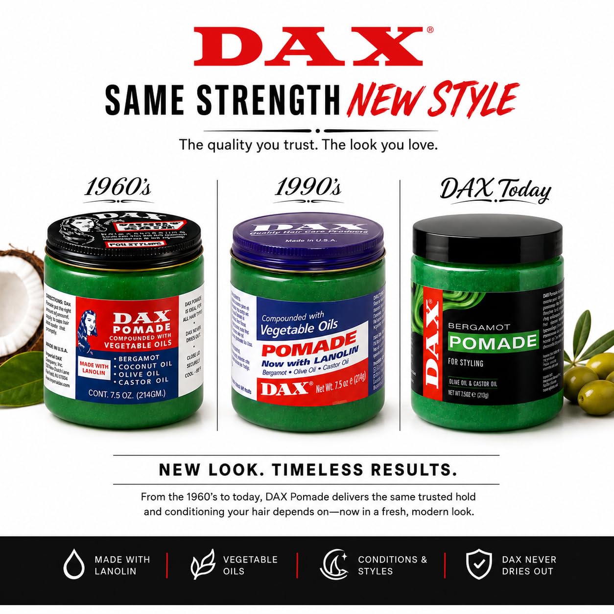 DAX Pomade vegetable 7.5, 14oz - Image 5