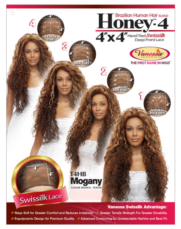 VANESSA HONEY-4 BRAZILIAN HUMAN HAIR BLEND LACE FRONT WIG MOGANY - Image 6