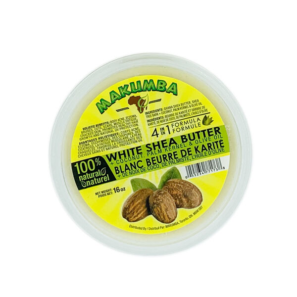 MAKUMBA 100% 4 in 1 Formula White Shea butter 16oz