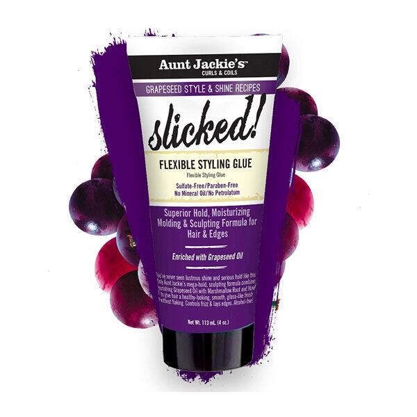 AUNT JACKIE'S GRAPESEED FRIZZ & SHINE RECIPES SLICKED! Flexible Styling Glue 4oz