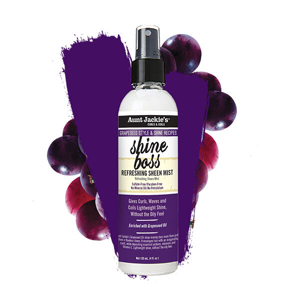 AUNT JACKIE'S GRAPESEED FRIZZ & SHINE RECIPES SHINE BOSS Refreshing Sheen Mist 4oz