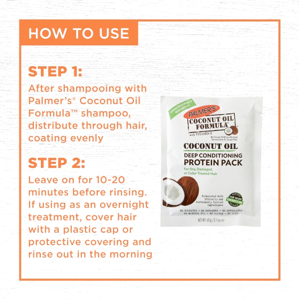 Palmer's Coconut Oil Formula Coconut Oil Deep Conditioning Protein Hair Pack 2.1oz - Image 2