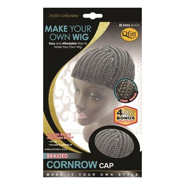 QFITT MAKE YOUR OWN WIG BRAIDED CORNROW CAP #5025 BLACK