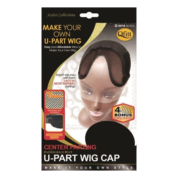 QFITT INVISIBLE LACE FRONT CENTER PARTING U-PART WIG CAP #5015 BLACK