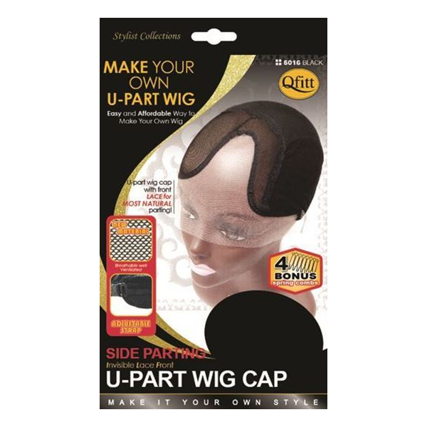 QFITT INVISIBLE LACE FRONT SIDE PARTING U-PART WIG CAP #5016 BLACK