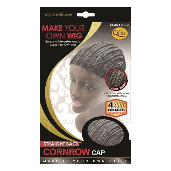 QFITT MAKE YOUR OWN WIG STRAIGHT BACK CORNROW CAP #5024 BLACK