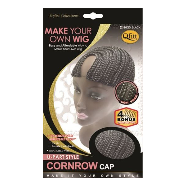 QFITT MAKE YOUR OWN WIG U-PART STYLE CORNROW CAP #5023 BLACK