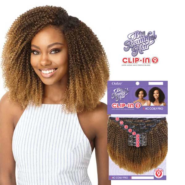 OUTRE BIG BEAUTIFUL HAIR CLIP-IN 9PCS -4C COILY FRO 10"