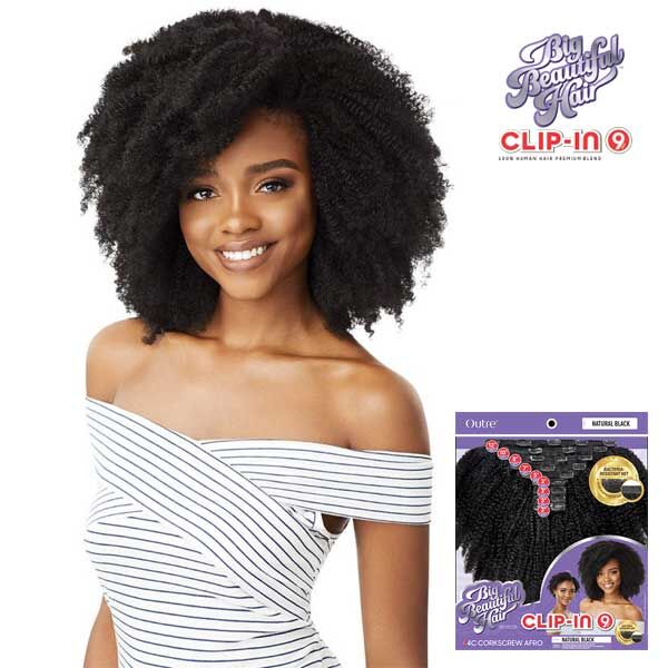 OUTRE BIG BEAUTIFUL HAIR CLIP-IN 9PCS -4C CORKSCREW AFRO 12"