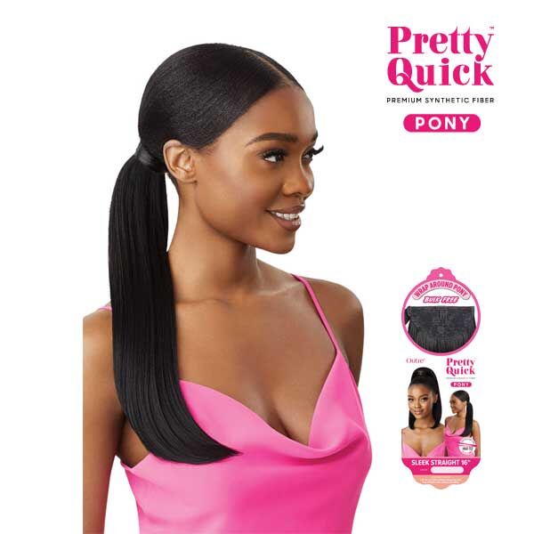 OUTRE Pretty Quick WRAP PONY - SLEEK STRAIGHT 16"