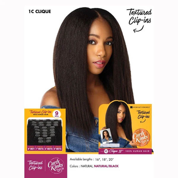 SENSATIONNEL CURLS KINKS & CO TEXTURED CLIP INS - 1C CLIQUE