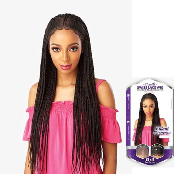 SENSATIONNEL CLOUD9 SWISS HUMAN HAIR MULTI PARTING LACE FRONT WIG -13X5 FULANI CORNROW