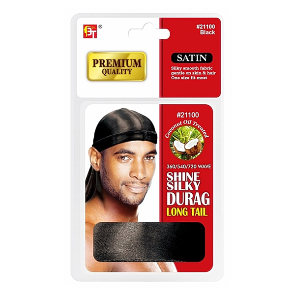 BEAUTY TOWN PREMIUM QUALITY COCONUT OIL TREATED SHINE SILKY DURAG WITH LONG TAIL