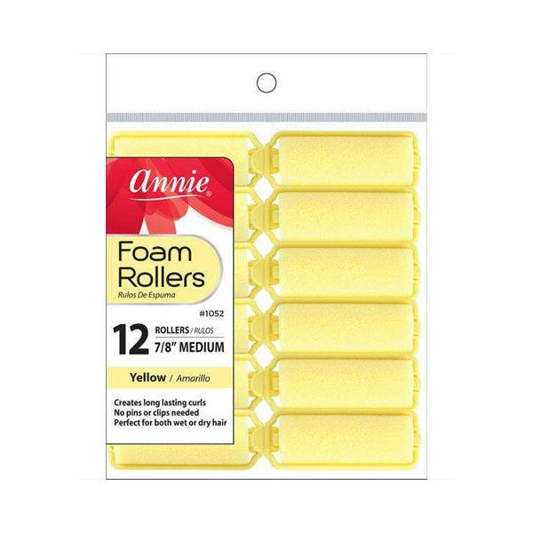 Annie Foam Rollers 7/8" Medium, Yellow #1052