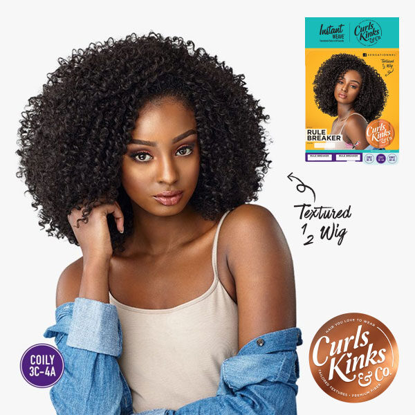 SENSATIONNEL INSTANT WEAVE CURLS KINKS & CO HALF WIG - RULE BREAKER