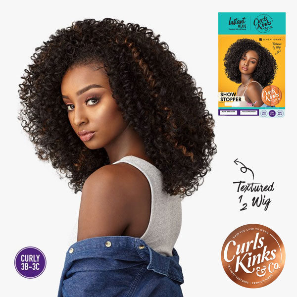 SENSATIONNEL INSTANT WEAVE CURLS KINKS & CO HALF WIG - SHOW STOPPER