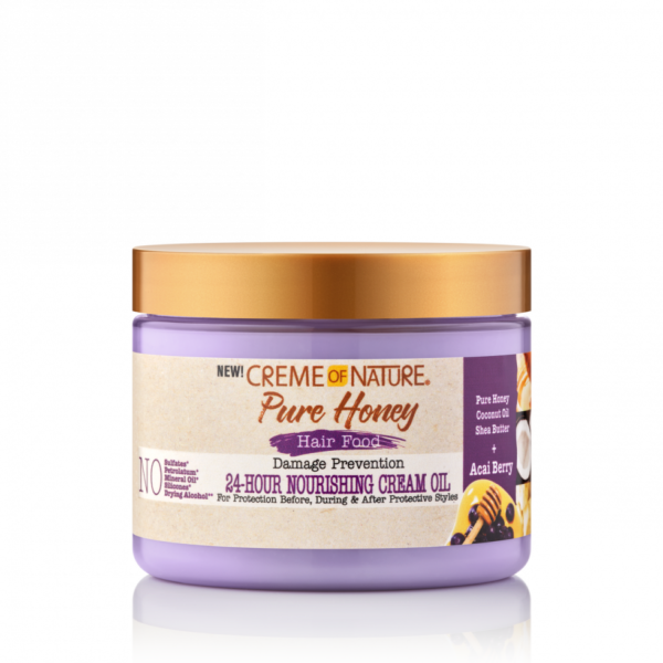 CREME OF NATURE Pure Honey Hair Food Acai Berry 24 Hour Nourishing Cream Oil 4.7OZ