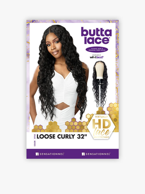 SENSATIONNEL BUTTA LACE HUMAN HAIR BLEND WIG (HH MIXED) - LOOSE CURLY 32″ - Image 6