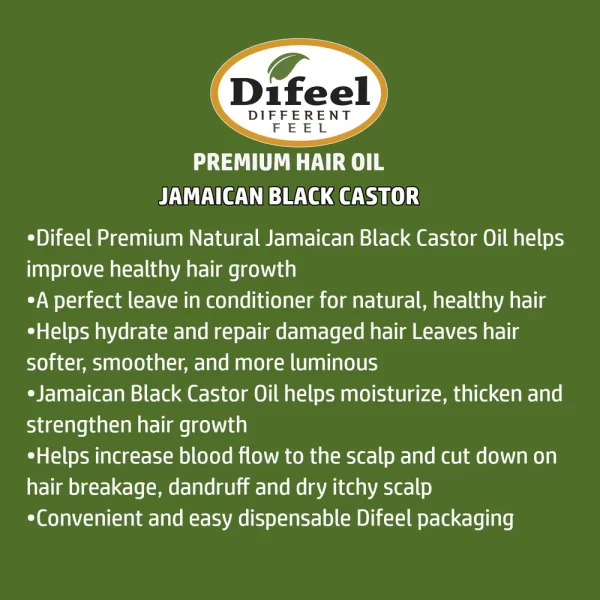 Difeel Premium Natural Hair Oil Jamaican Black Castor 7.78 oz - Image 2