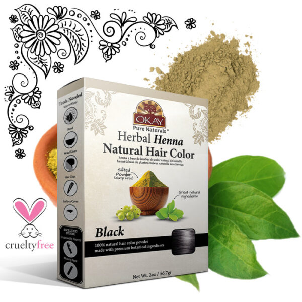 Okay Pure Naturals Herbal Henna Natural Hair Color - Black - Image 2