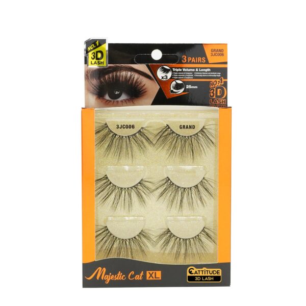 EBIN NEW YORK 3 PAIRS MAJESTIC CAT 25MM 3D LASHES - Image 4