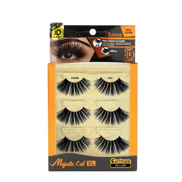 EBIN NEW YORK 3 PAIRS MAJESTIC CAT 25MM 3D LASHES - Image 3