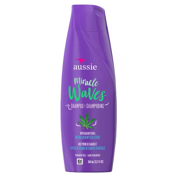 aussie MIRACLE WAVES ANTI-FRIZZ HEMP SHAMPOO 12.1oz