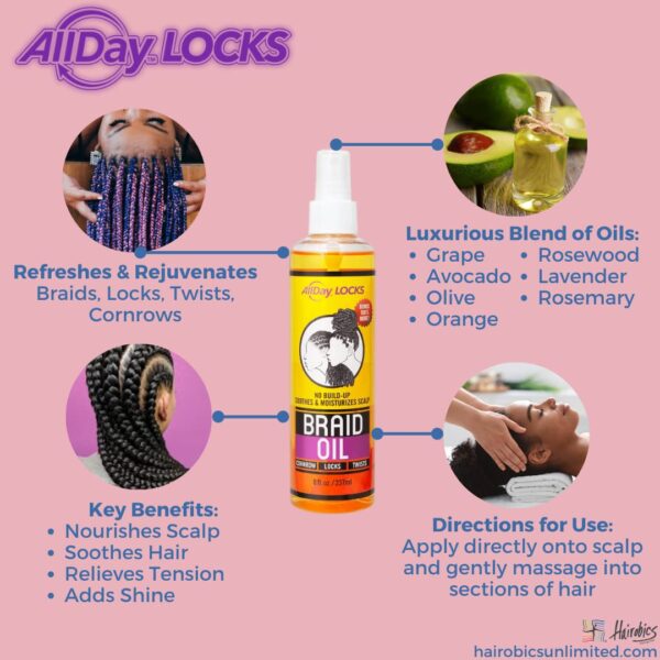 ALL DAY LOCKS Braid Oil 8oz - Image 2