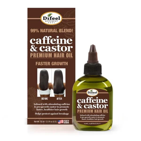 DIFEEL CAFFEINE & CASTOR PREMIUM HAIR OIL FOR FASTER HAIR GROWTH 2.5 OZ