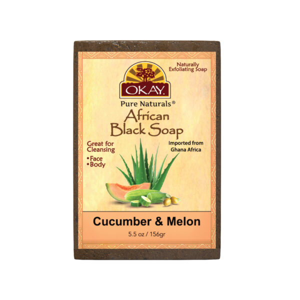 OKAY Pure Naturals AFRICAN BLACK SOAP CUCUMBER and MELON 5.5oz