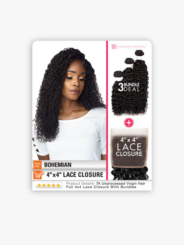 SENSATIONNEL BOHEMIAN 4 x 4 LACE CLOSURE+BUNDLE DEAL - Image 5