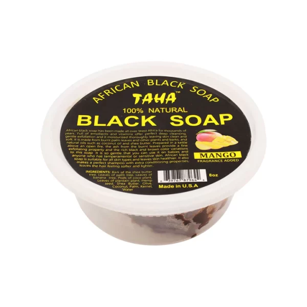 TAHA 100% NATURAL AFRICAN BLACK SOAP - MANGO 8OZ