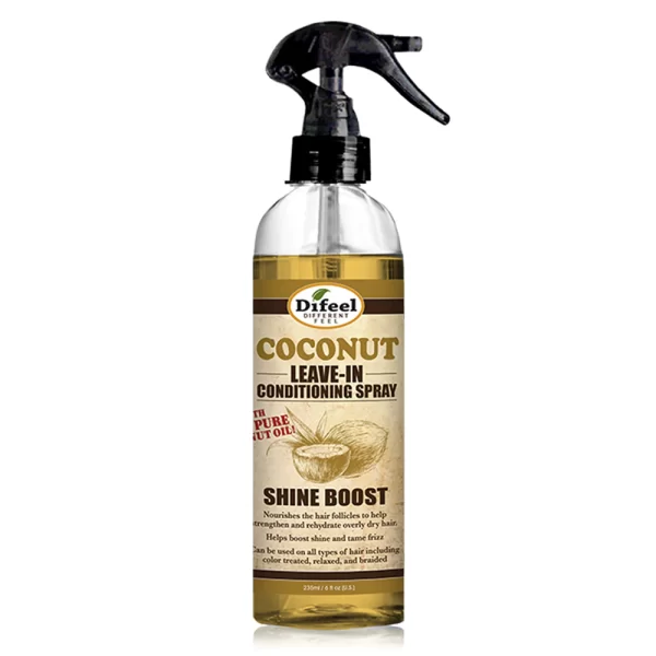 DIFEEL SHINE BOOST LEAVE IN CONDITIONING SPRAY WITH 100% PURE COCONUT OIL 6 OZ