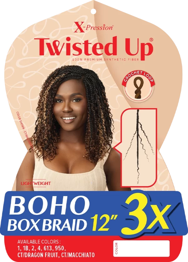 OUTRE  X-PRESSION TWISTED UP CROCHET BRAID - BOHO BOX BRAID 12" 3X - Image 3