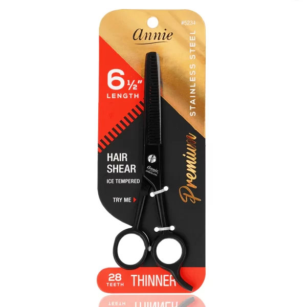 Annie Stainless Steel Thinning Hair Shears 6.5 Inch Black