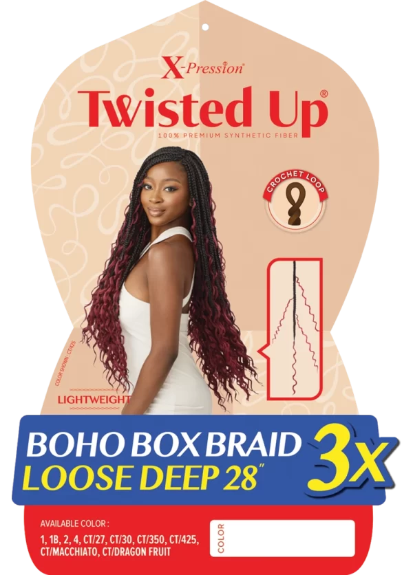 OUTRE TWISTED CROCHET BRAID BOHO BOX BRAID LOOSE DEEP 28 3X - Image 4