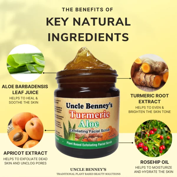 Uncle Benney's Turmeric Natural Exfoliating Aloe Vera Scrub 4oz - Image 3