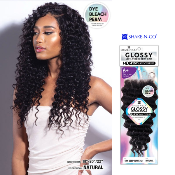 SHAKE-N-GO GLOSSY - 4X4 DEEP WAVE 12" LACE CLOSURE