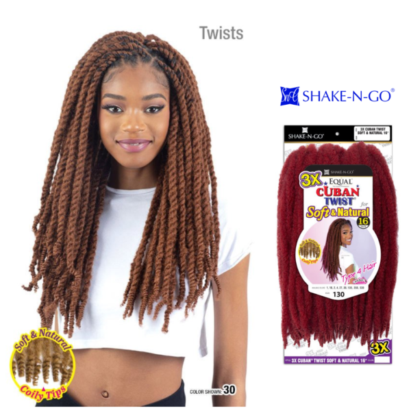 SHAKE-N-GO 3X CUBAN TWIST SOFT & NATURAL 16"