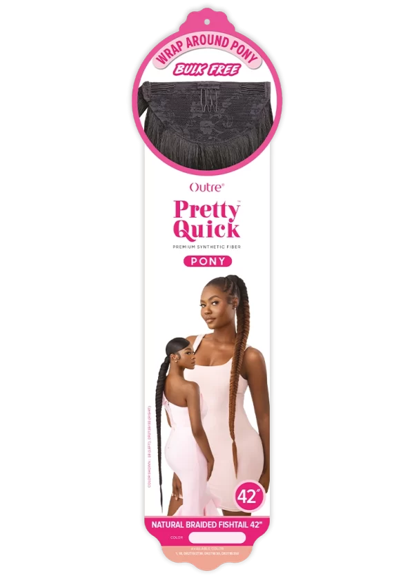 OUTRE PRETTY QUICK - WRAP PONY - NATURAL BRAIDED FISHTAIL 42" - Image 2