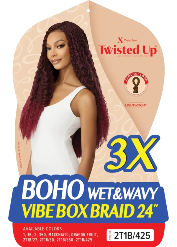 OUTRE X-PRESSION - TWISTED UP CROCHET BRAID BOHO WET&WAVY VIBE BOX BRAID 24 3X - Image 3