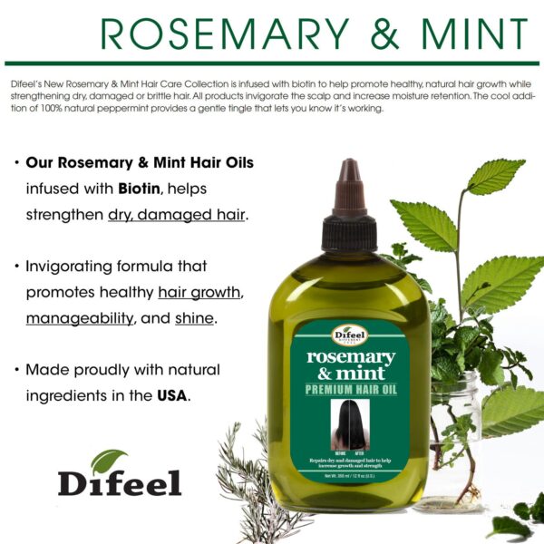 DIFEEL ROSEMARY AND MINT PREMIUM HAIR OIL - 12 OZ - Image 6