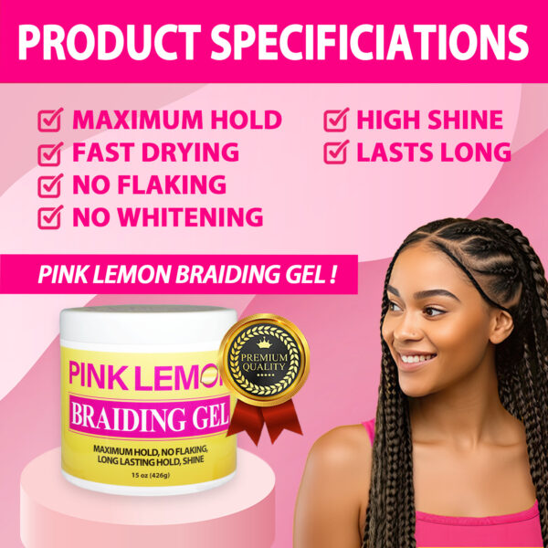 BELLATIQUE PINK LEMON BRAIDING GEL - 15 OZ - Image 5