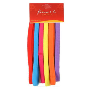 KIM & C Elastic Thick & Long Headbands 6pcs - Assorted