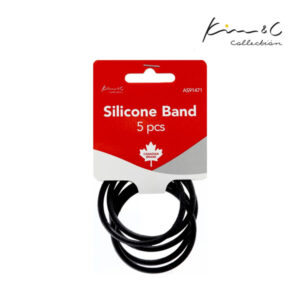KIM & C Silicone Hair Band Ponytailers 5pcs - Black