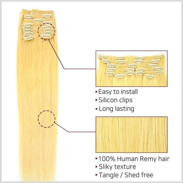 Hair Couture 9pcs PureClip Cream 18" - Image 5