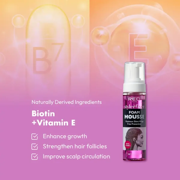 RED BY KISS Styler Fixer Foam Mousse Biotin & Vitamin E - Image 4