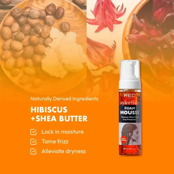 RED BY KISS Styler Fixer Foam Mousse Hibiscus & Shea Butter - Image 4