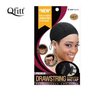 QFITT WIG CAP DRAWSTRING STRETCH #5321 BLACK