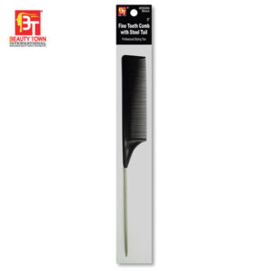 BEAUTY TOWN FINE TOOTH COMB WITH STEEL TAIL 9" - BLACK #09389